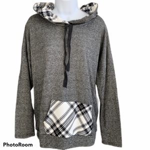 Twenty Second Gray Plaid Detail Sweatshirt L